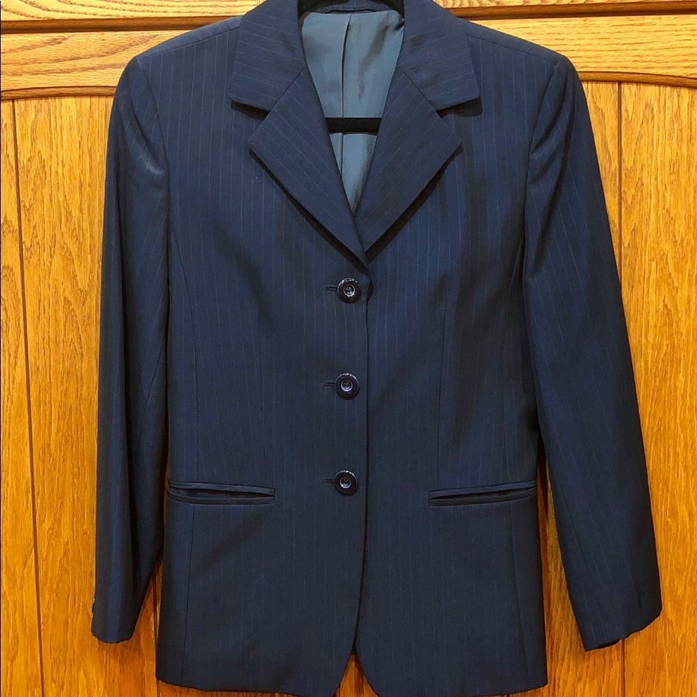 Deep Navy Blue Pinstripe Blazer